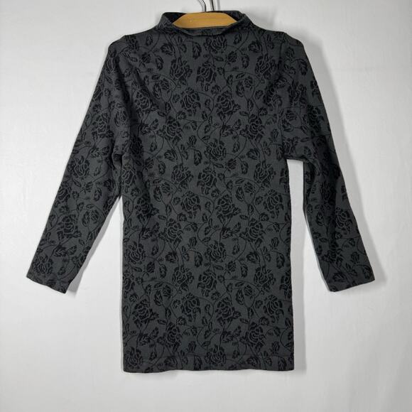 bebe Tops - VTG Y2K Bebe Womens Small Black Floral Roses Mock Neck Top Grunge 3/4 Sleeve